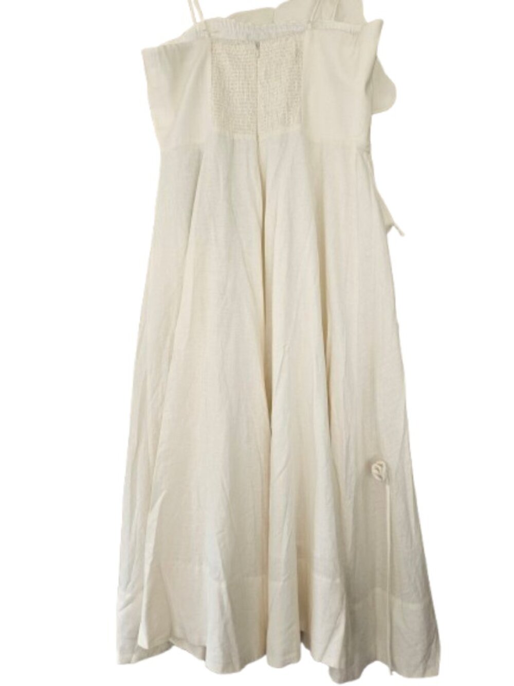 FARM Rio Garden Off White 3D Flower Linen Midi Dress SZ L NWT *Flaw* - Picture 8 of 16